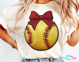 Faux Embroidered Softball | PNG Sublimation File
