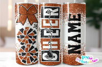 Cheer Coach Glitter 20 oz Skinny Tumbler png Design -  Black and Orange