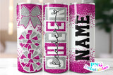 Cheer Glitter 20 oz Skinny Tumbler png Design - Hot Pink and Silver