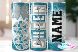 Cheer Glitter 20 oz Skinny Tumbler png Design - Aqua and Silver