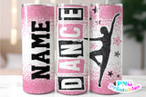 Dance Glitter 20 oz Skinny Tumbler Pink and Black | PNG Sublimation File
