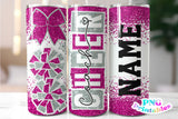 Cheer Coach Glitter 20 oz Skinny Tumbler png Design - Hot Pink and Silver