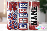 Cheer Coach Glitter 20 oz Skinny Tumbler png Design - Hot Red and Blue