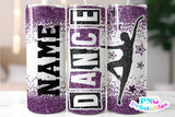 Dance Glitter 20 oz Skinny Tumbler Purple and Black | PNG Sublimation File