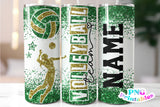 Volleyball Glitter 20 oz Skinny Tumbler png Design -  Green and Gold