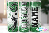 Volleyball Glitter 20 oz Skinny Tumbler png Design - Green and Black