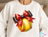 Softball with Red and Black Bow | PNG File