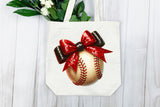 Baseball With Red and Black Glitter Bow | PNG Sublimation File
