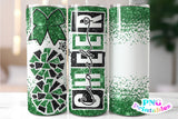 Cheer Coach Glitter 20 oz Skinny Tumbler png Design -  Green and Black