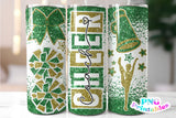 Cheer Coach Glitter 20 oz Skinny Tumbler png Design - Green and Gold