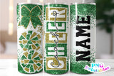 Cheer Coach Glitter 20 oz Skinny Tumbler png Design - Green and Gold