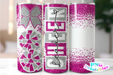 Cheer Glitter 20 oz Skinny Tumbler png Design - Hot Pink and Silver