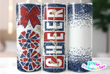 Cheer Glitter 20 oz Skinny Tumbler png Design - Navy Red and Gold