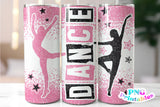 Dance Glitter 20 oz Skinny Tumbler Pink and Black | PNG Sublimation File