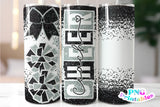 Cheer Coach Glitter 20 oz Skinny Tumbler png Design - Black and Silver