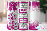 Cheer Coach Glitter 20 oz Skinny Tumbler png Design - Hot Pink and Silver