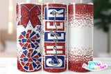 Cheer Coach Glitter 20 oz Skinny Tumbler png Design - Hot Red and Blue