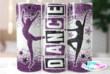 Dance Glitter 20 oz Skinny Tumbler Purple and Black | PNG Sublimation File