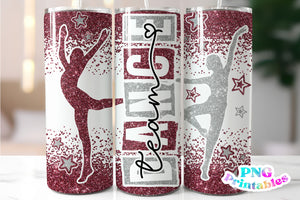 Dance Glitter 20 oz Skinny Tumbler Maroon and Silver | PNG Sublimation File