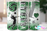 Volleyball Glitter 20 oz Skinny Tumbler png Design - Green and Black