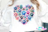 Paw Prints Heart | PNG Sublimation File