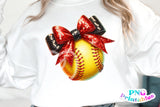 Softball with Red and Black Bow | PNG File