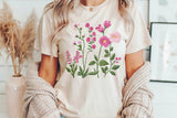 Faux Embroidery Pink Wildflower Pocket | PNG Sublimation File
