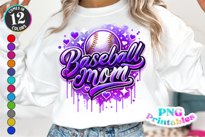 Baseball Mom Airbrushed | PNG Sublimation File