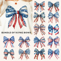 4th of July PNG Sublimation Bow Bundle