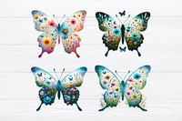 Butterfly Watercolor Scene | PNG Sublimation Bundle