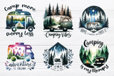 Camping Watercolor Scene | PNG Sublimation Bundle