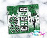 Cheer Glitter 20 oz Skinny Tumbler png Design -  Green and Black