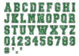 Glitter Sport Alphabet png Green White and Black