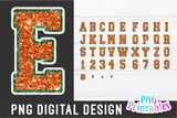 Glitter Alphabet Orange, Green and White | Sublimation PNG