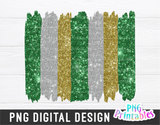 Green Silver Gold Brush Strokes | PNG Sublimation File