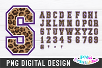 Leopard and Purple Alphabet | Sublimation PNG