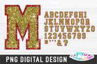Glitter Sport Alphabet png Gold and Red