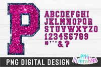 Glitter Sport Alphabet png Hot Pink and Navy Blue