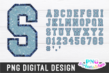 Glitter Sport Alphabet png Light Blue and Navy