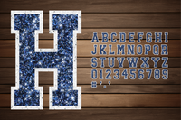 Glitter Sport Alphabet png Navy Blue and White
