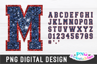 Glitter Sport Alphabet png Navy Blue and Red