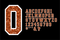 Glitter Sport Alphabet png Orange and Matte White