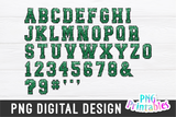 Sequin Alphabet Kelly Green and Black | Sublimation PNG