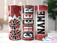 Cheer Glitter 20 oz Skinny Tumbler png Design -  Red and Black