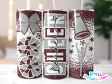 Cheer Glitter 20 oz Skinny Tumbler png Design -  Maroon and Silver