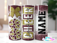 Cheer Glitter 20 oz Skinny Tumbler png Design -  Maroon and Gold