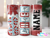 Cheer Glitter 20 oz Skinny Tumbler png Design -  Red and Light Blue