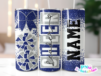Cheer Glitter 20 oz Skinny Tumbler png Design -  Blue and Silver