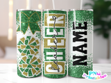 Cheer Glitter 20 oz Skinny Tumbler png Design -  Green and Gold