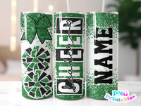Cheer Glitter 20 oz Skinny Tumbler png Design -  Green and Black